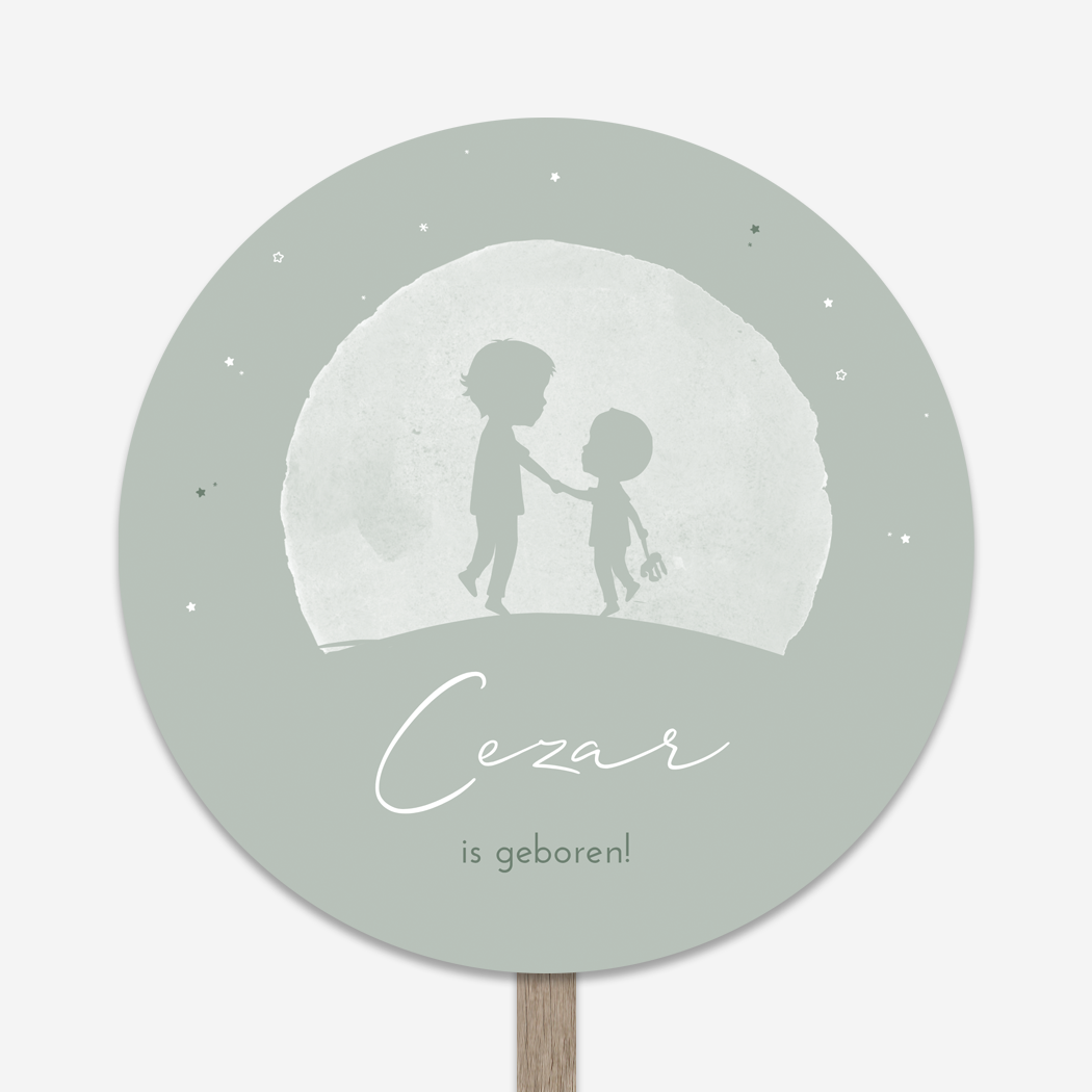 Tuinbord Jongen Maan Lijntekening Broertjes Sterretjes