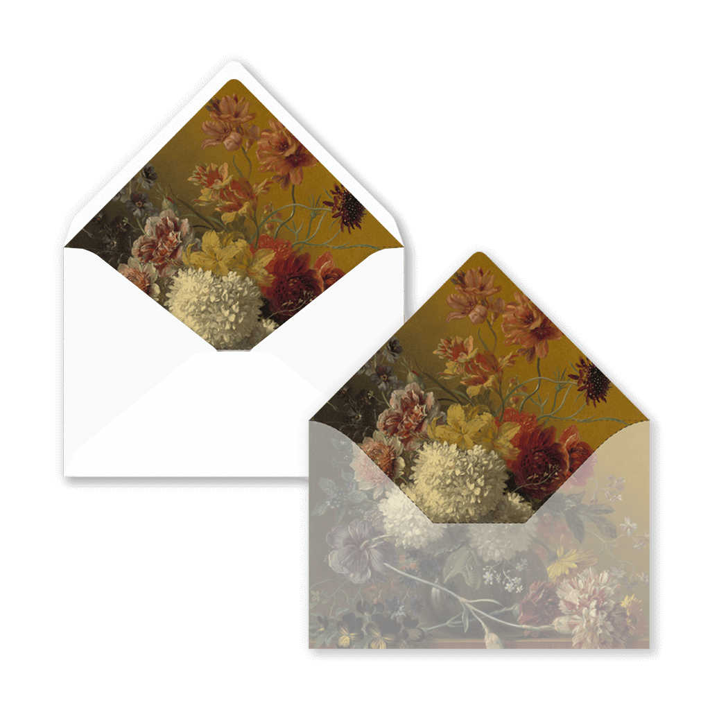 Intérieur enveloppe avec peinture d'une nature morte, 12 x 18 cm