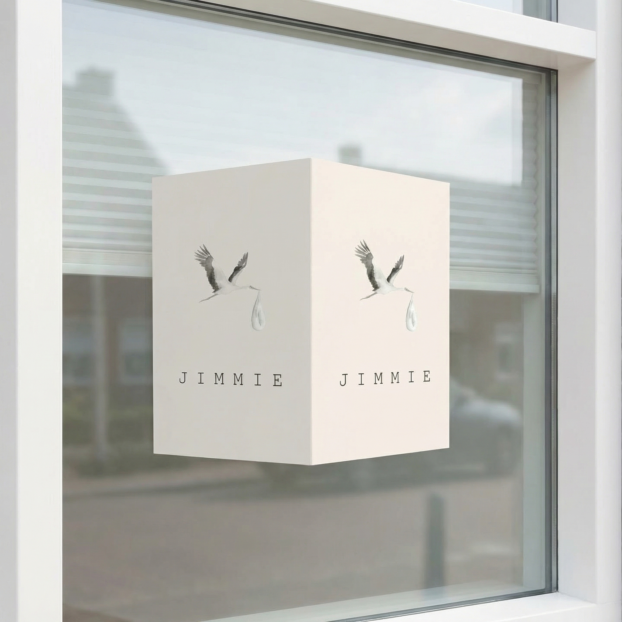 Geboortebord raambord unisex ooievaar watercolor