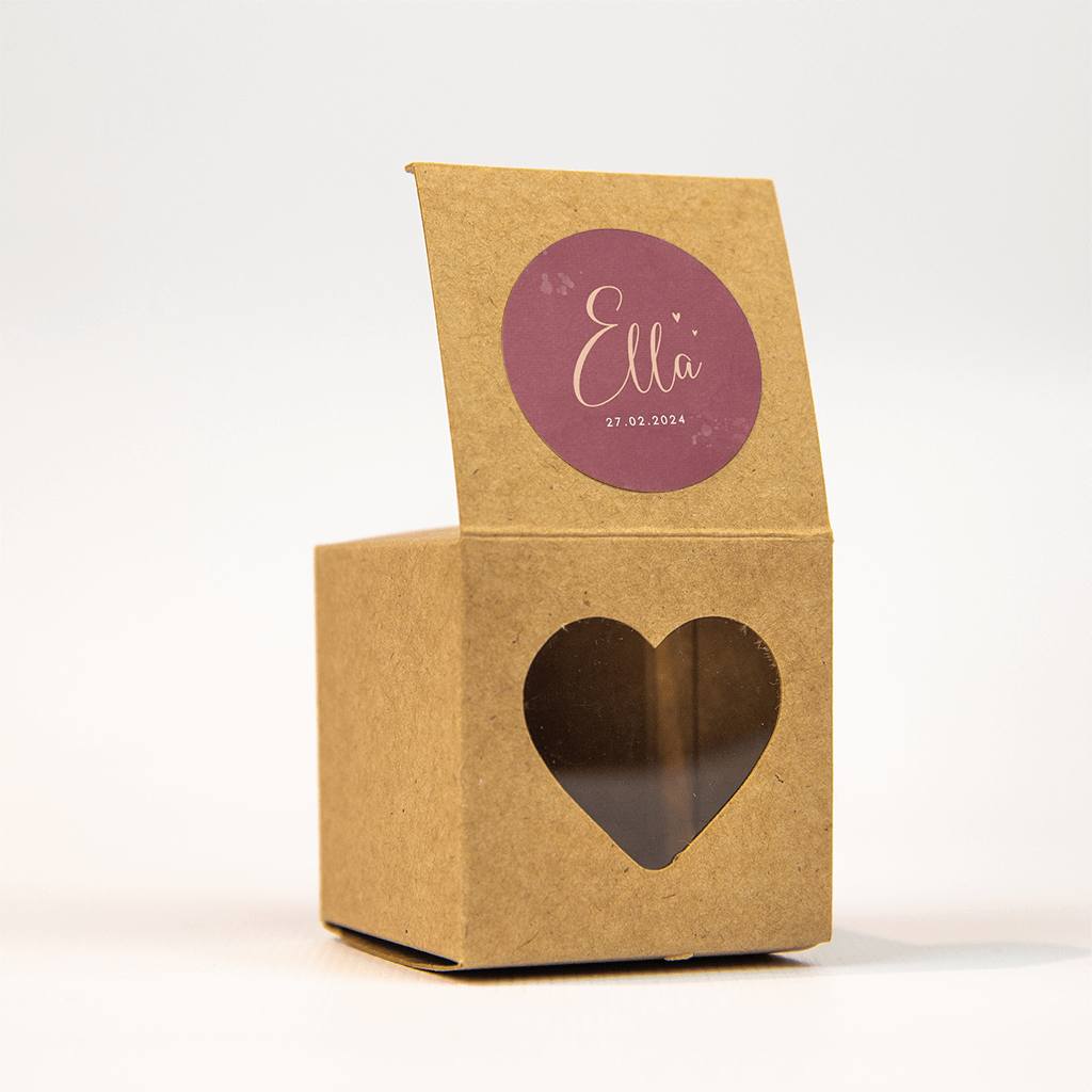 Stijlvolle sticker met donkerroze achtergrond en hartjes - vel van 25 stickers