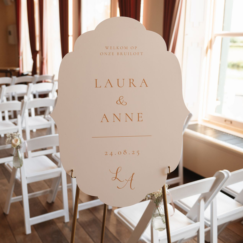 Welkomstbord bruiloft klassiek goud