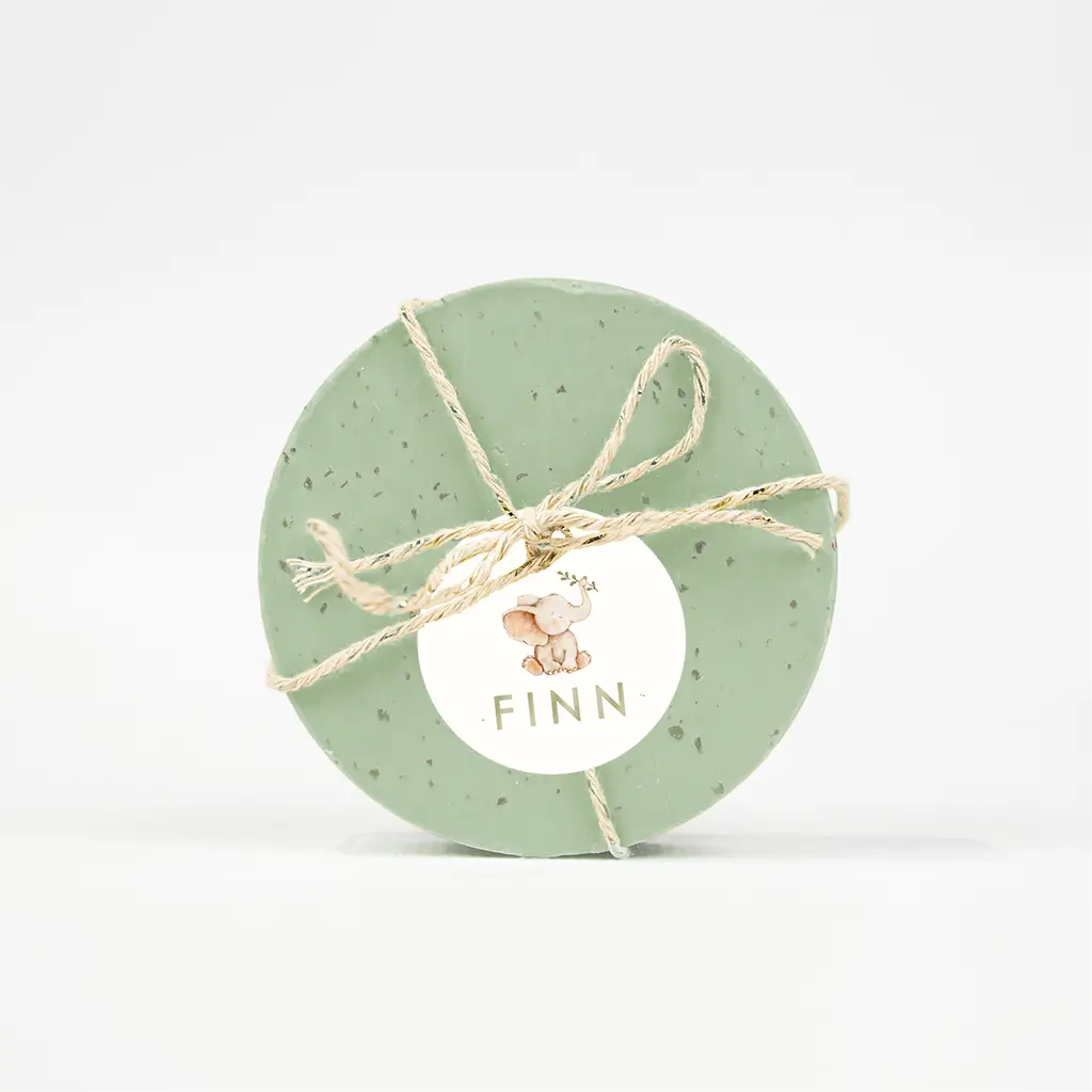 Traktatie labeltje met olifant en takje - per 16 stuks