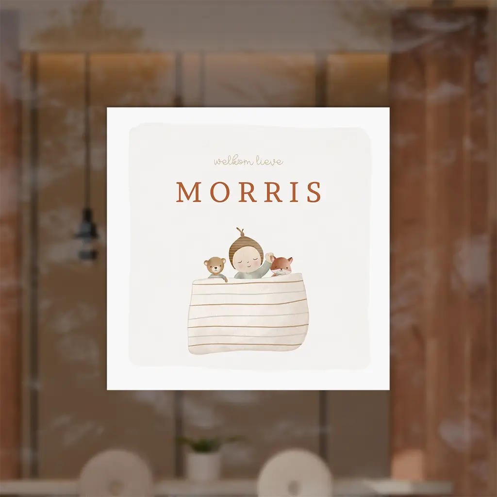 Raamsticker met baby en knuffels