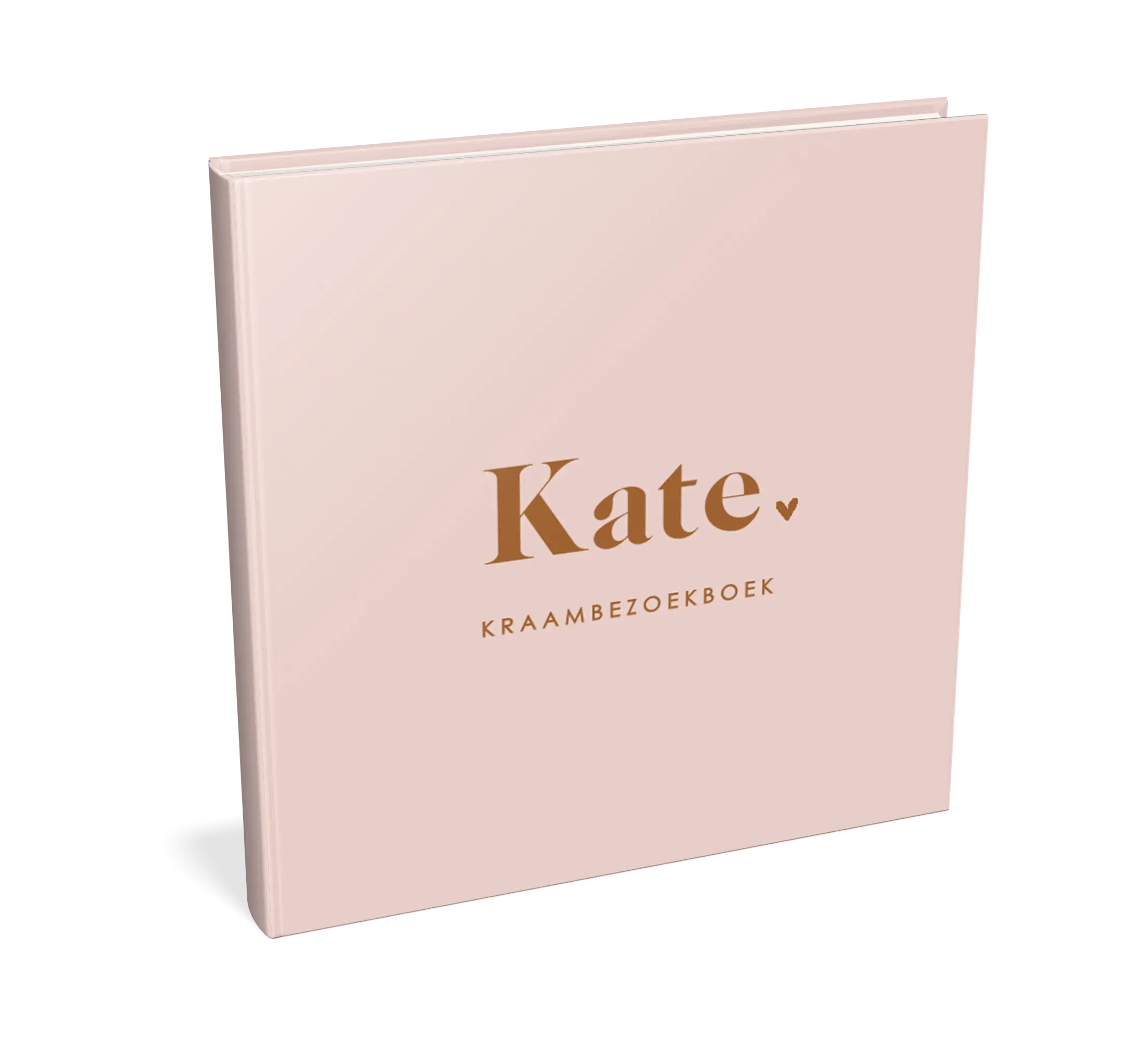 Minimalistisch roze kraambezoekboek met hartje - met invulpagina's