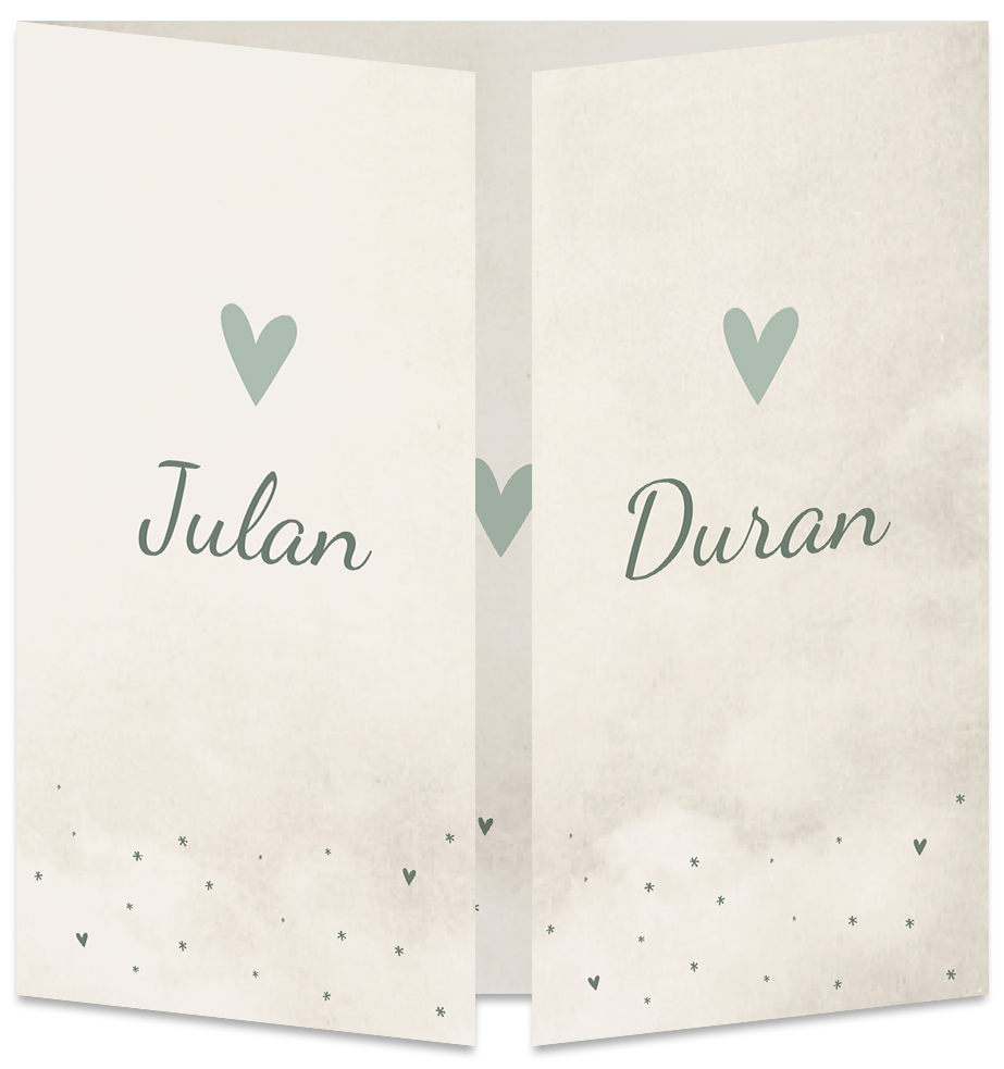 Geboortekaartje Tweeluik Large Beige Groen