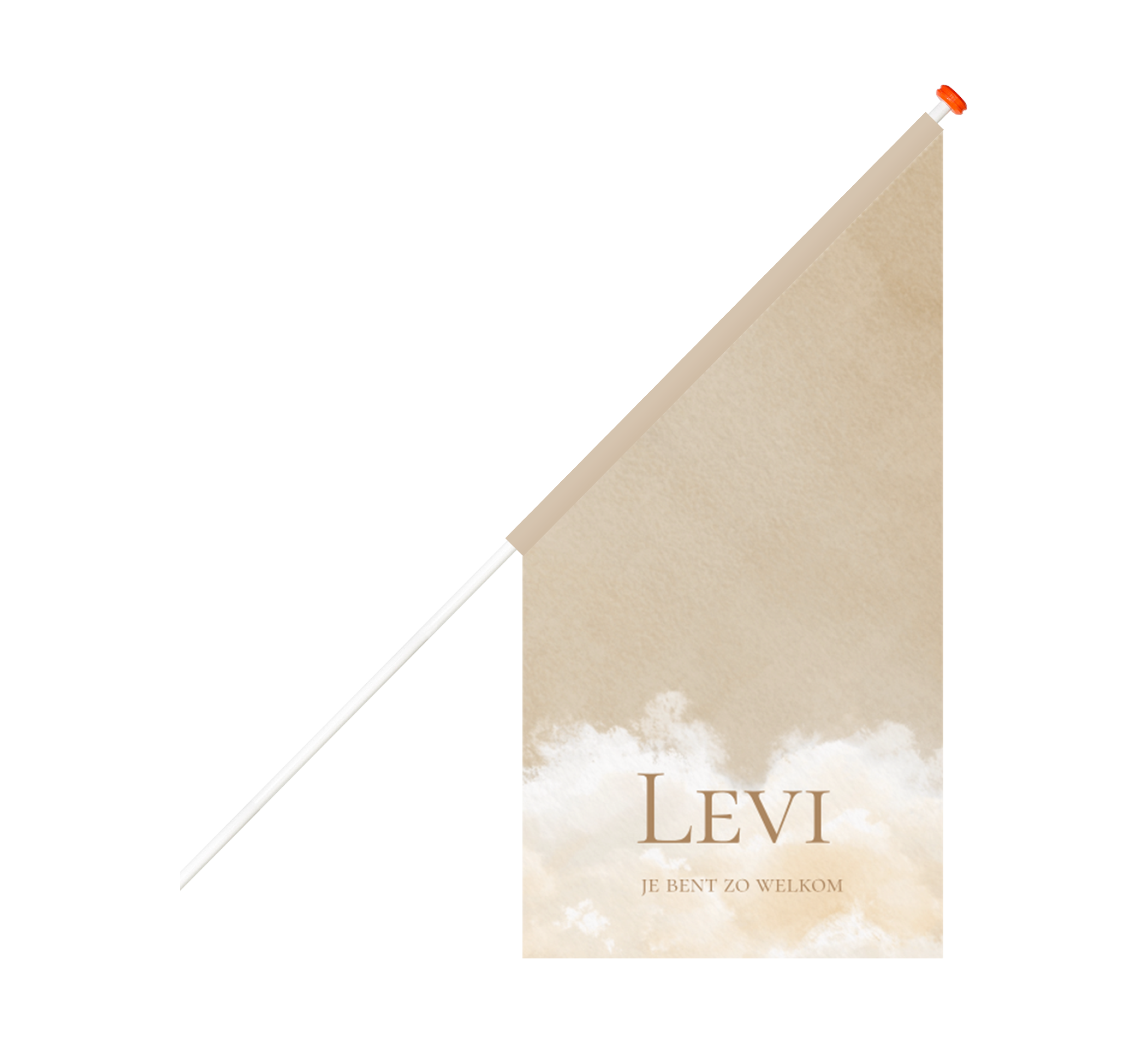 Hippe geboortevlag beige met wolken