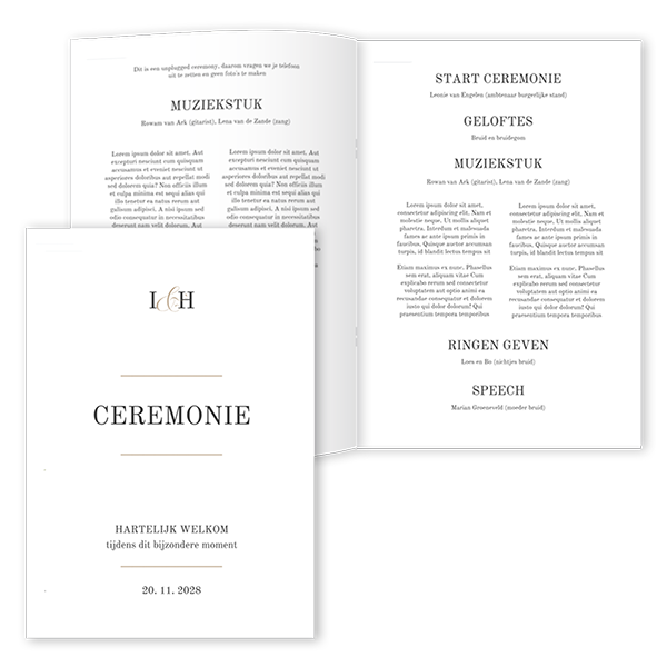 Boekje voor ceremonie bruiloft