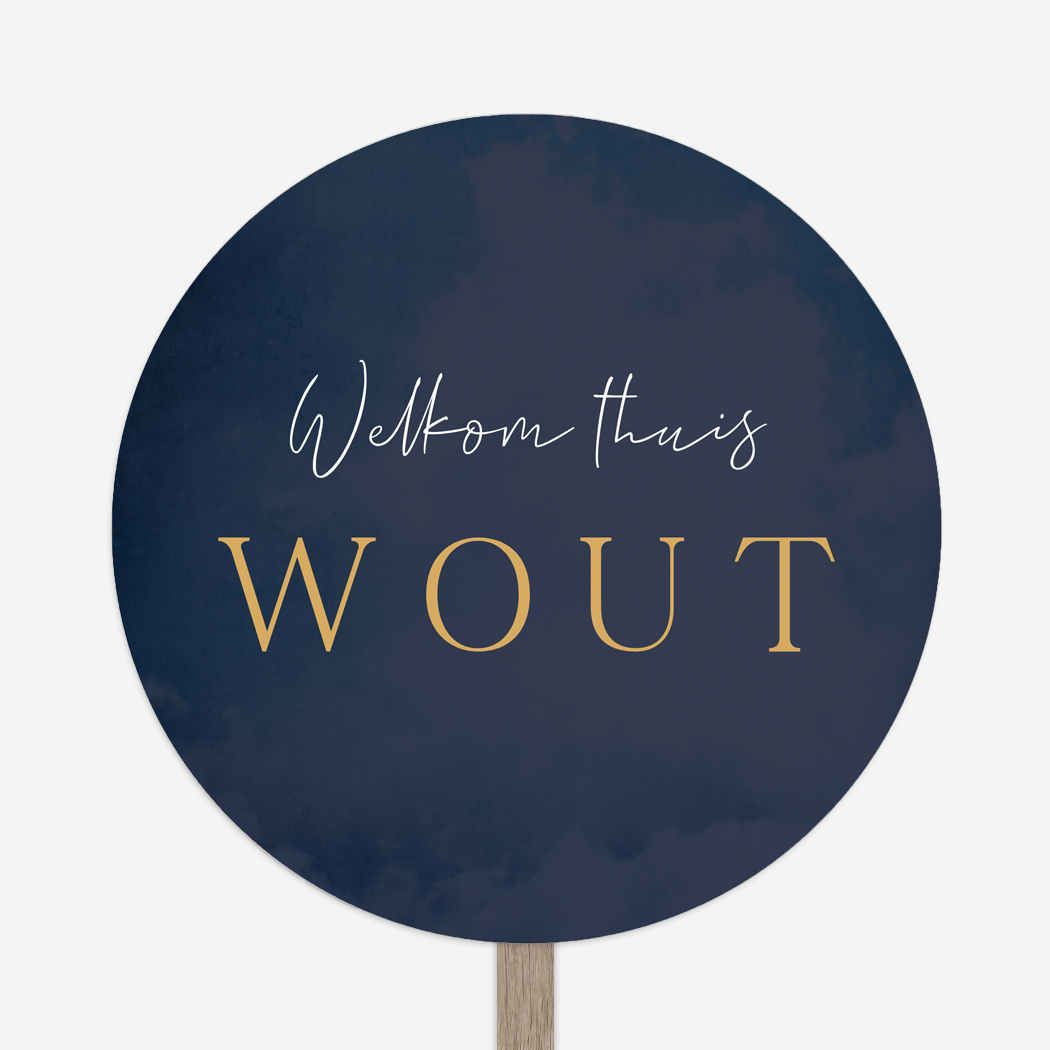 Welkomstbord Geboortebord Donkerblauw Rond Ziekenhuis