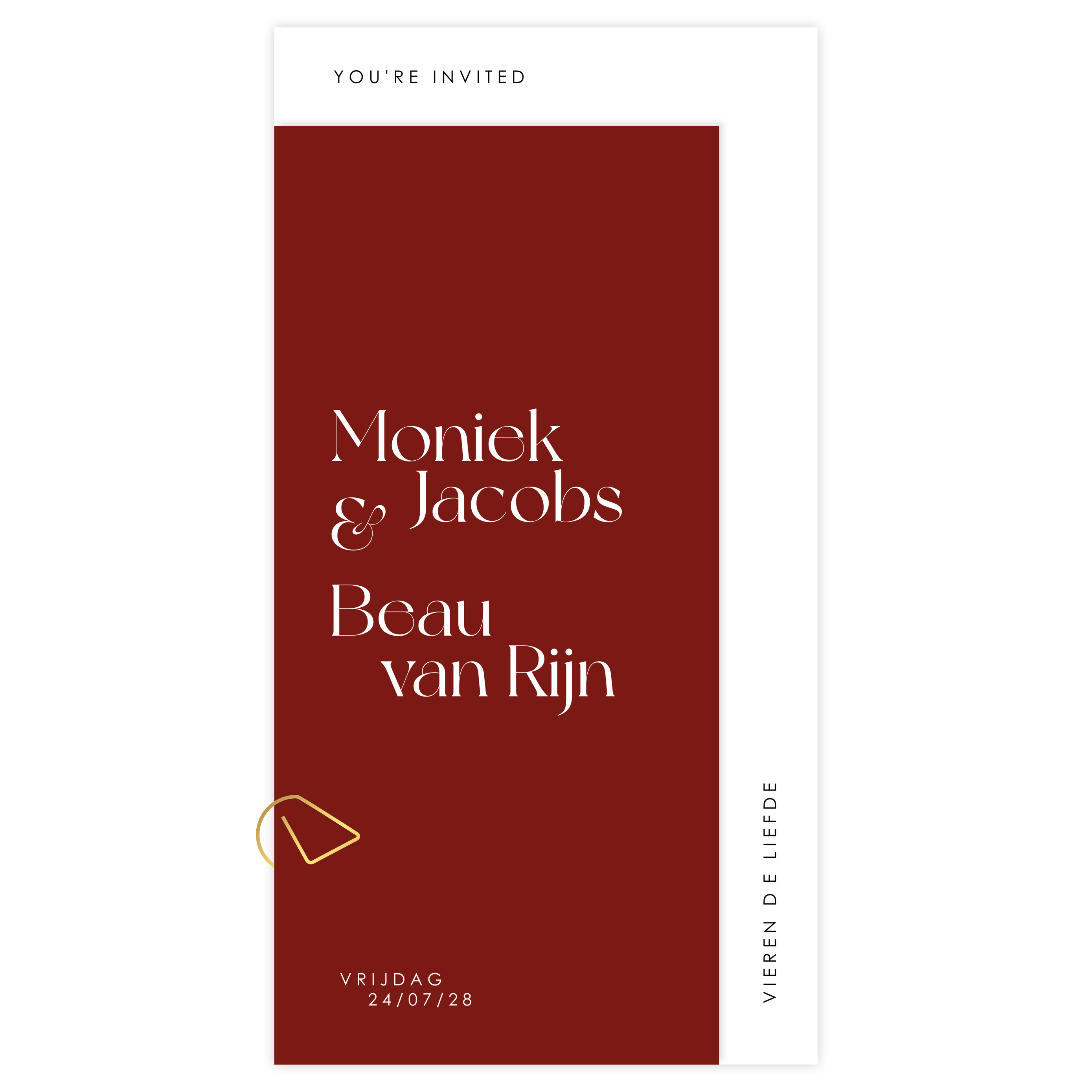 moderne stapel trouwkaart bordeauxrood