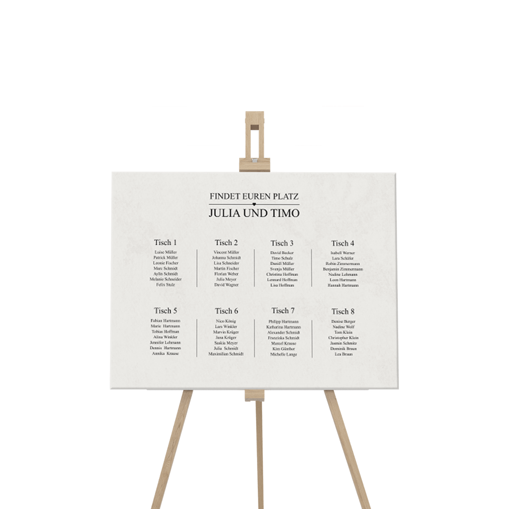 Sitzplan grau mit Herzchen | Wedding-Time