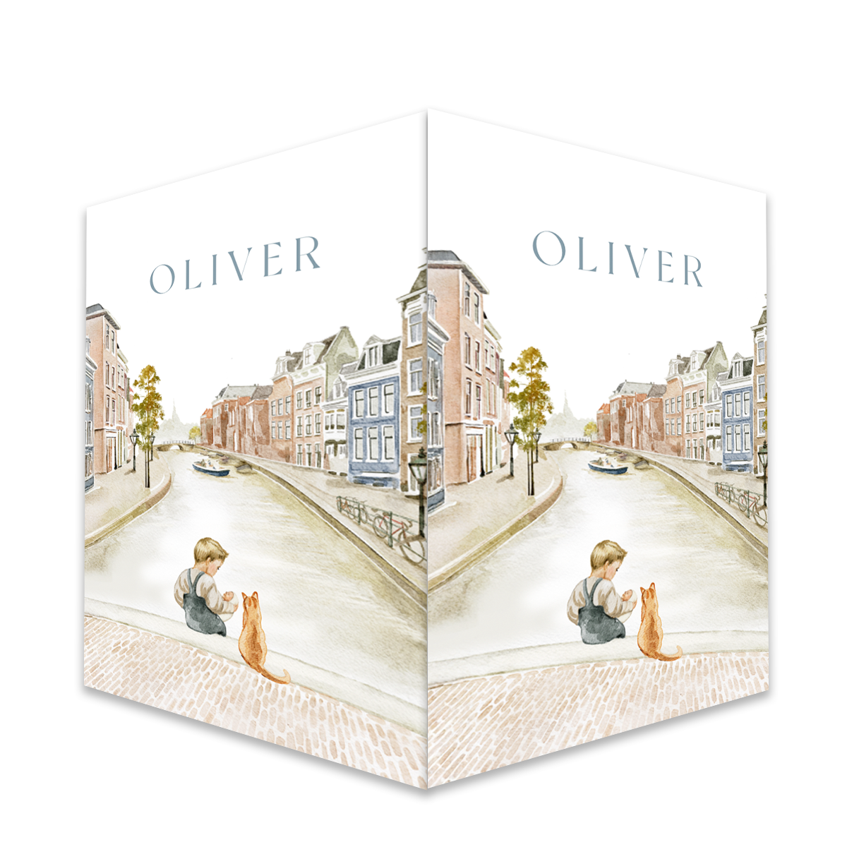 raambord getekend Amsterdamse grachten met broertje