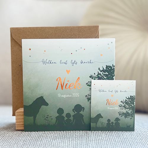 Geboortekaartje Jongen Dieren Groen Broer