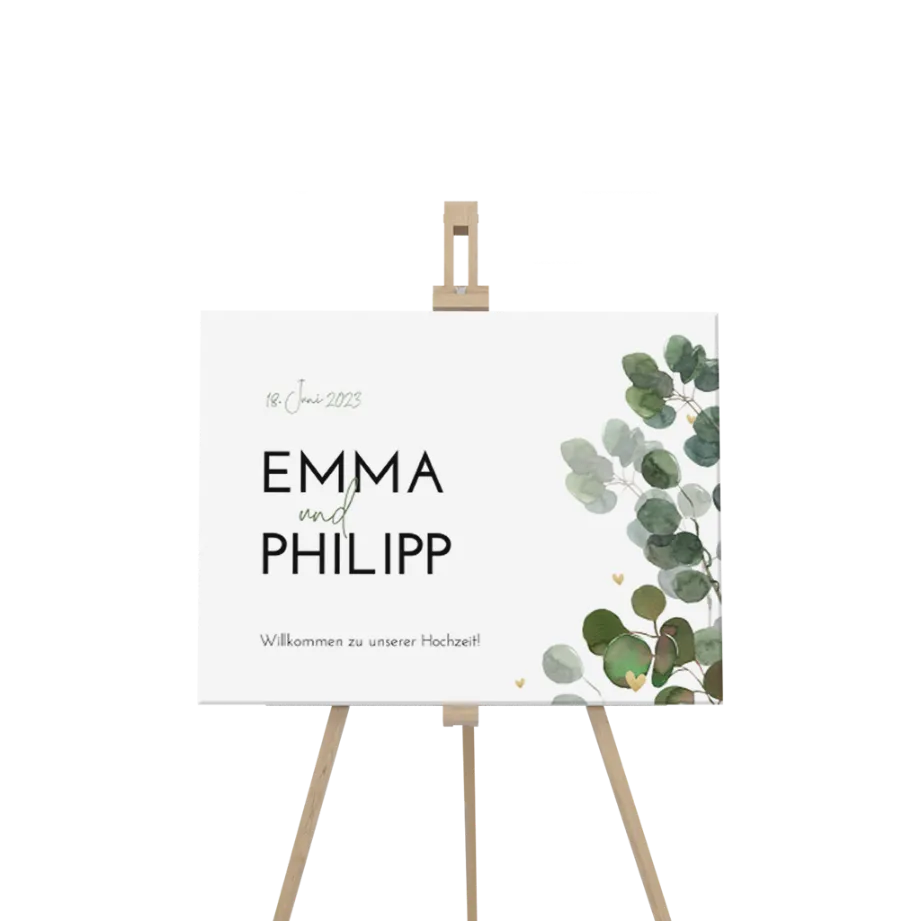 Willkommensschild Eukalyptus 80x60