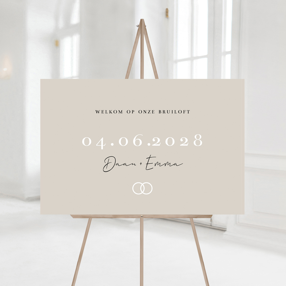 Welkomstbord bruiloft beige romantisch modern