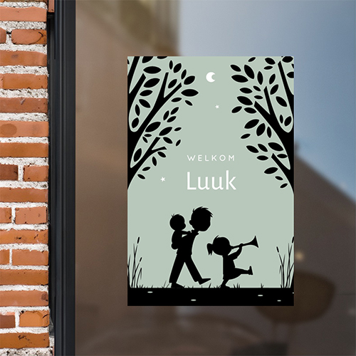 raamsticker drie kinderen silhouet