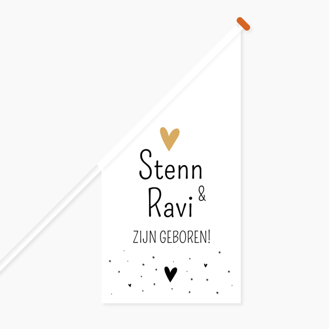 Vlag Geboorte Tweeling Wit Zwart