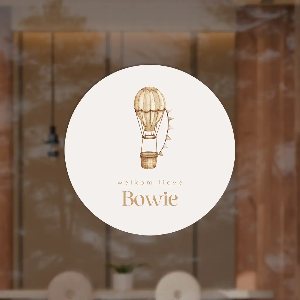 Raamsticker rond met beige luchtballon