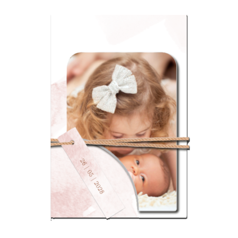 Geboortekaartje meisje insteek met los label