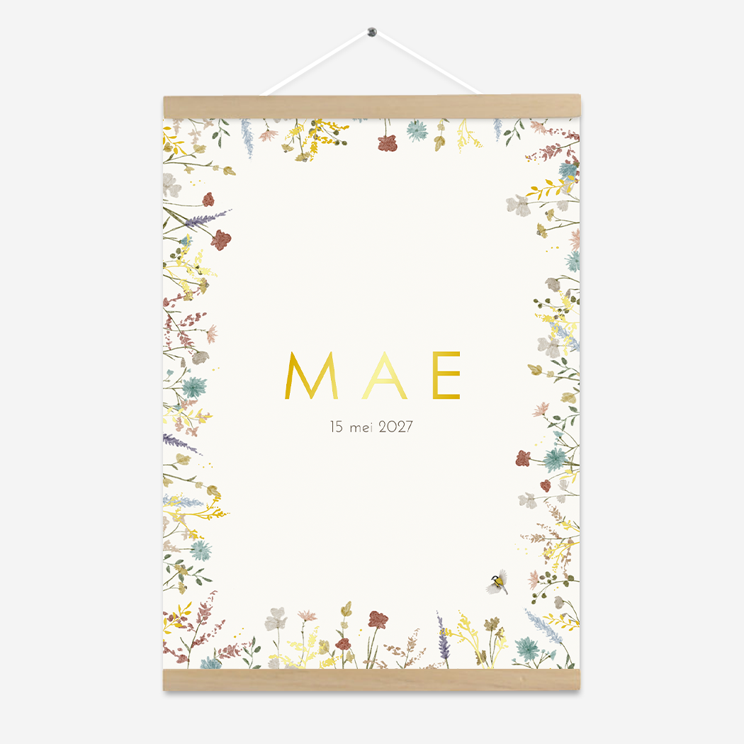 Poster Bloemen Modern Romantisch Goudfolie