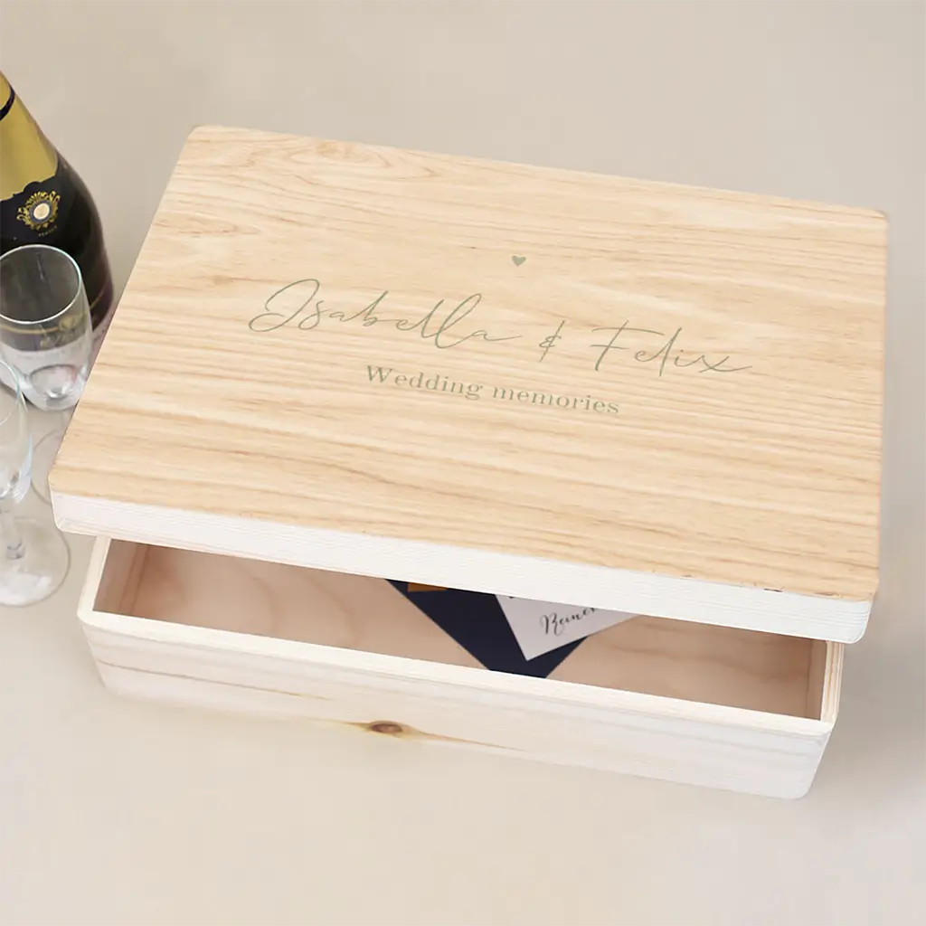 Erinnerungsbox mit grüner Schrift und Herz