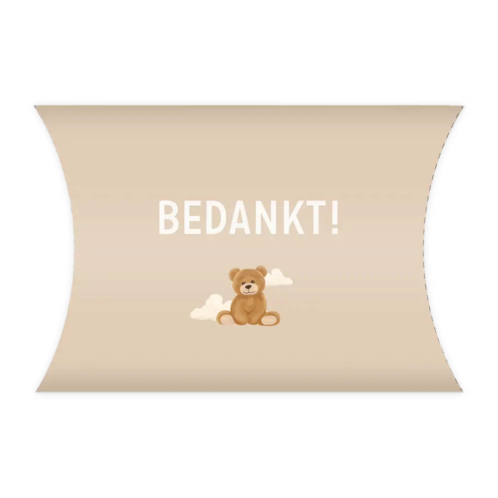 Gondeldoosje beige met teddybeer en wolkjes