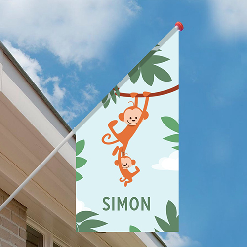 Geboortevlag twee aapjes aan liaan