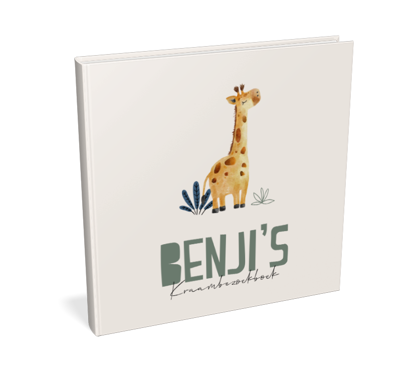 Kraambezoekboek jungle thema met giraffe