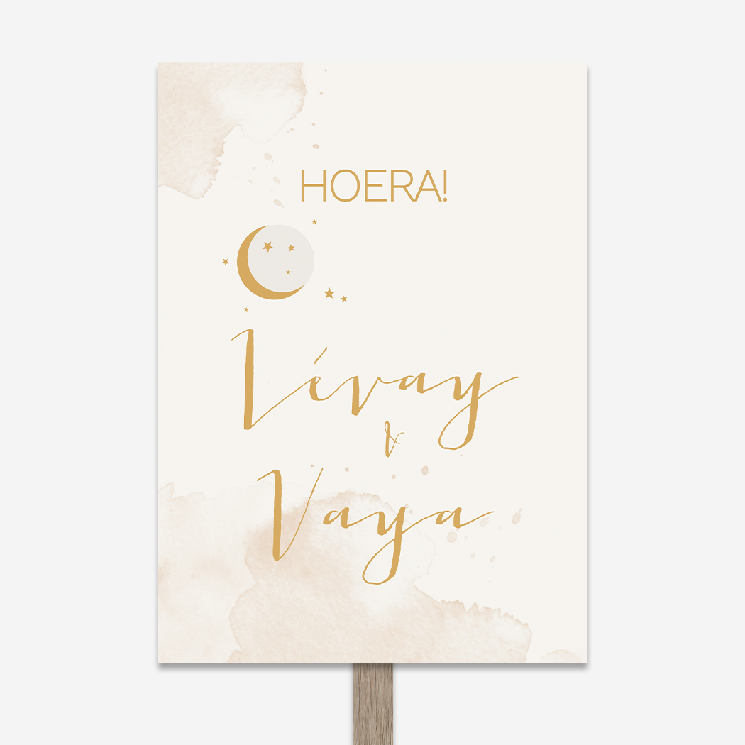 Tuinbord Geboortebord Waterverf Tweeling Maantje