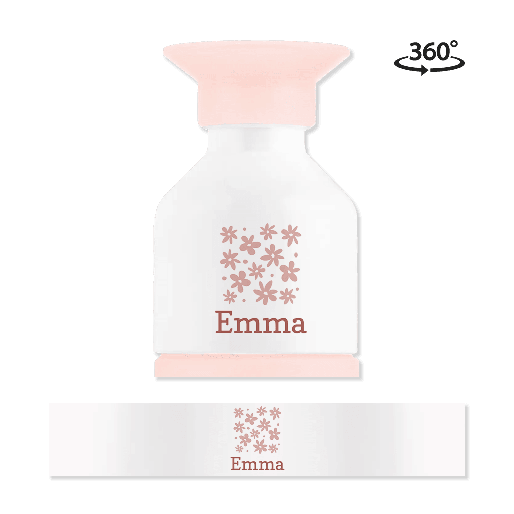 Dopper steel MINI met naam en bloemetjes