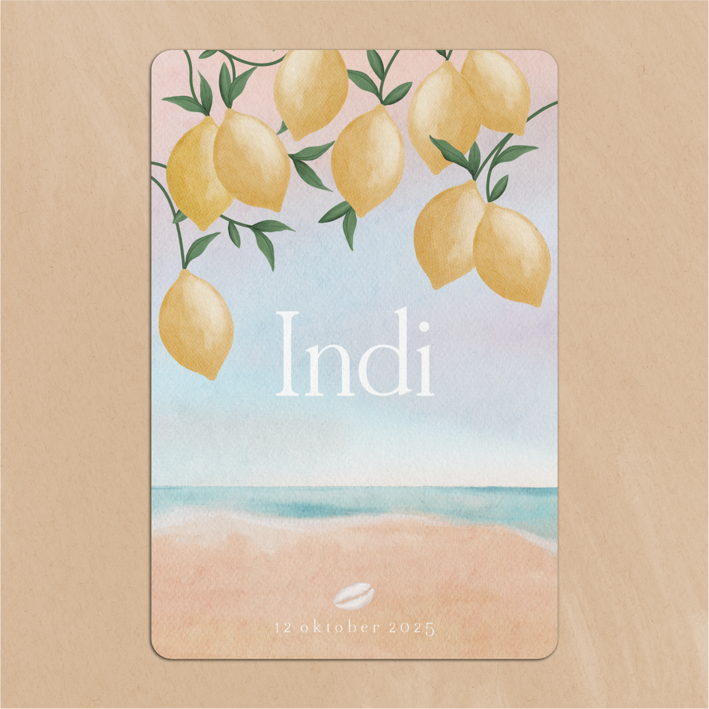 Geboortekaartje Jongen Meisje Strand Zee Citroenen