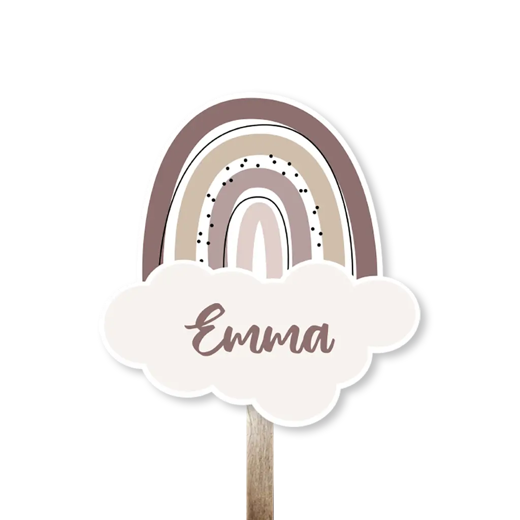 Tuinbord in de vorm van een regenboog met wolk