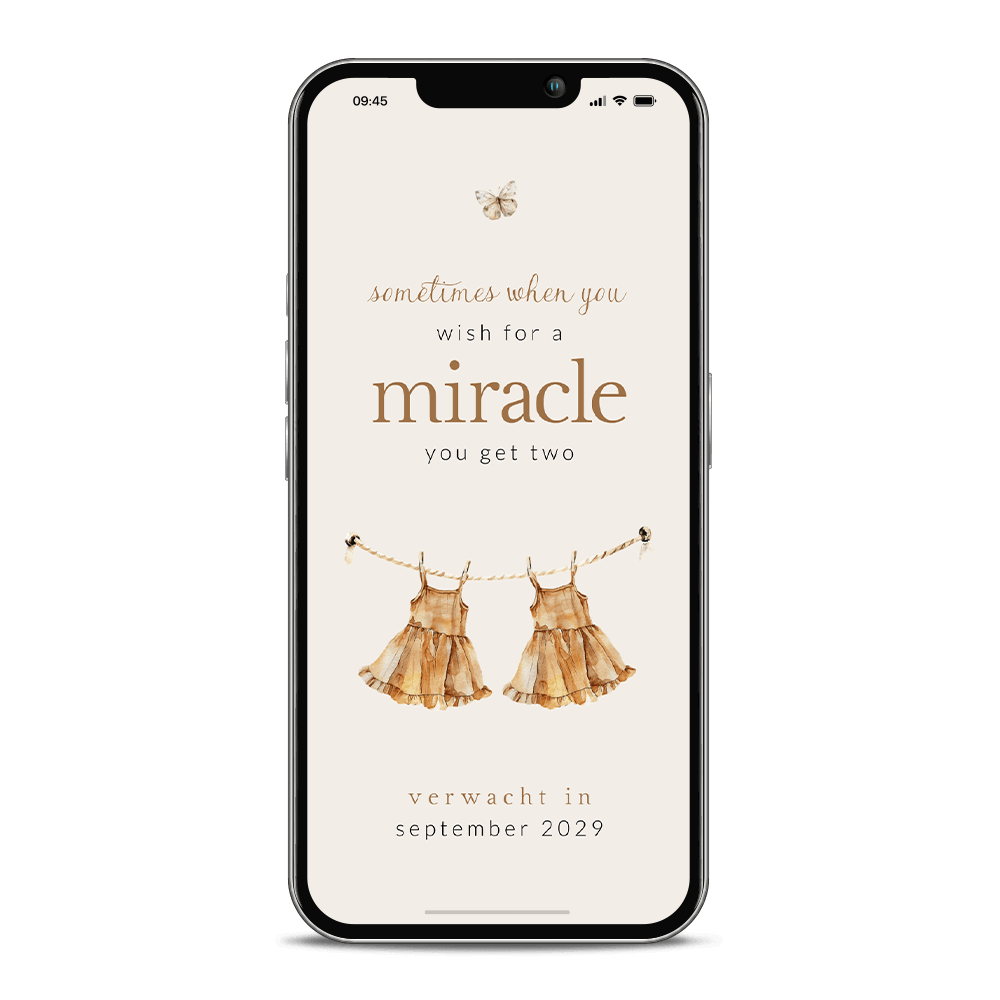 Digitale zwangerschapsaankondiging van een tweeling