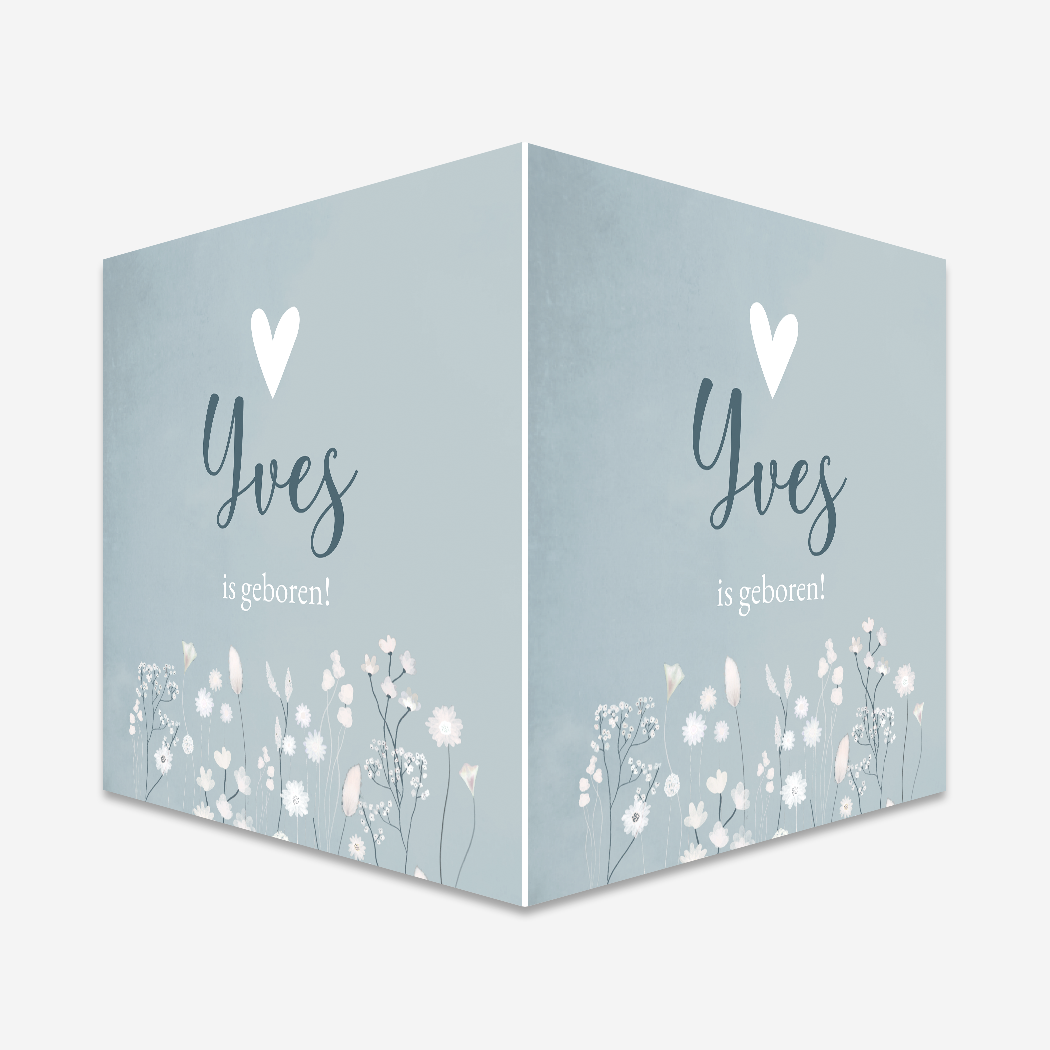 Raambord Geboortebord Blauw Romantisch Bloemen