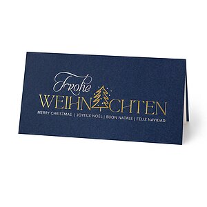 Geschäftliche Weihnachtskarte Wünsche in Gold- und Silberfolienprägung