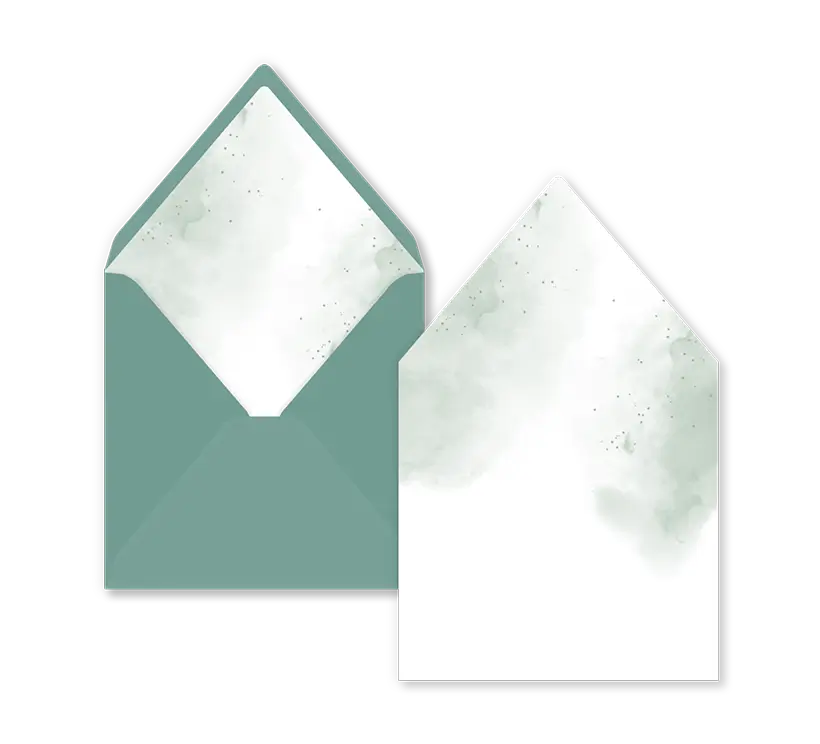 Envelop inlay met groene watercolour voor envelop 14 x 14 cm