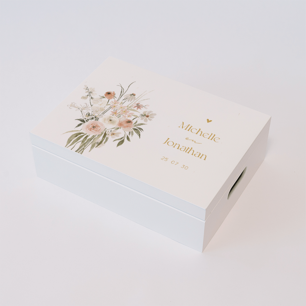 Memorybox huwelijk met bloemen
