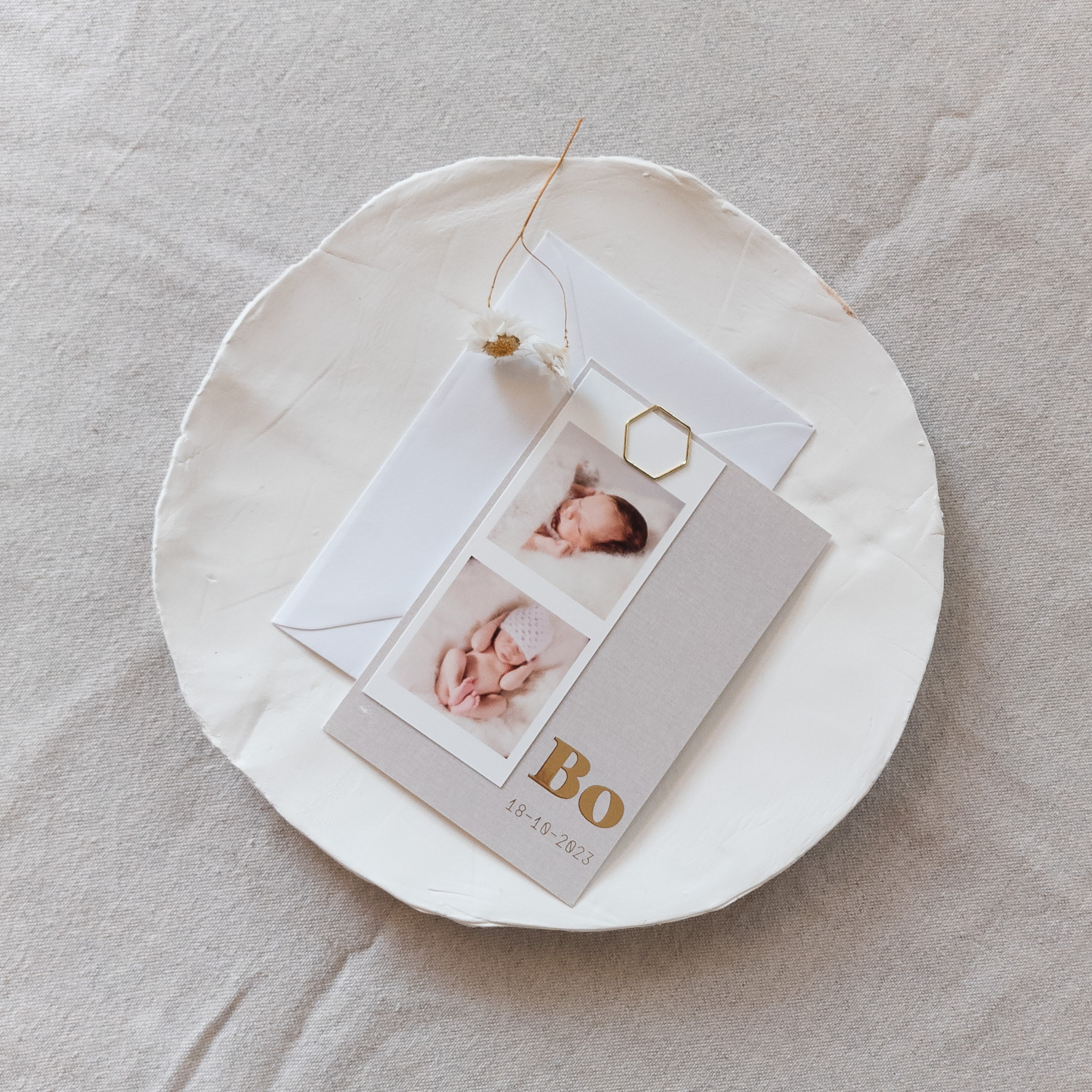 Label geboortekaartje met foto