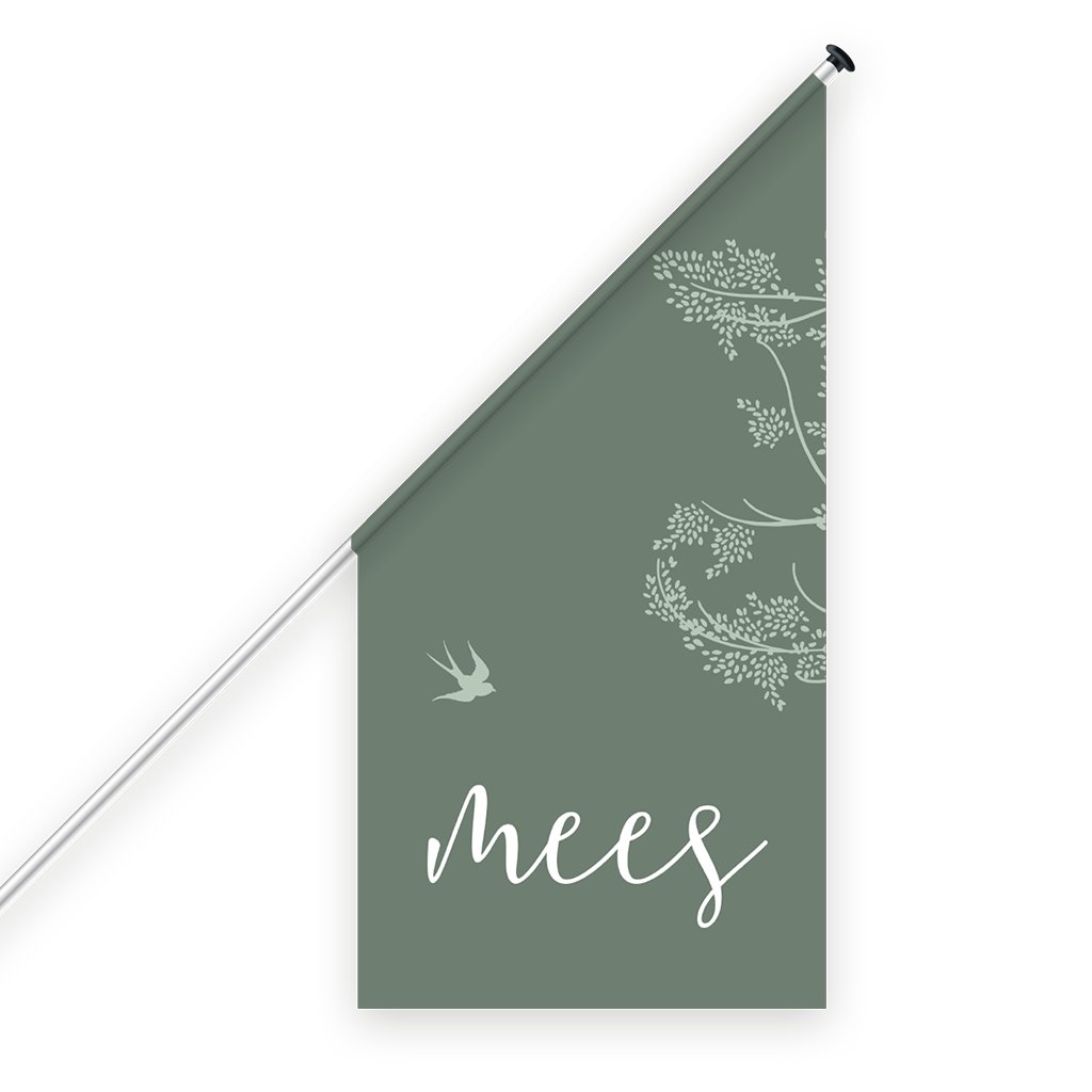 Geboortevlag met tak en vogeltje