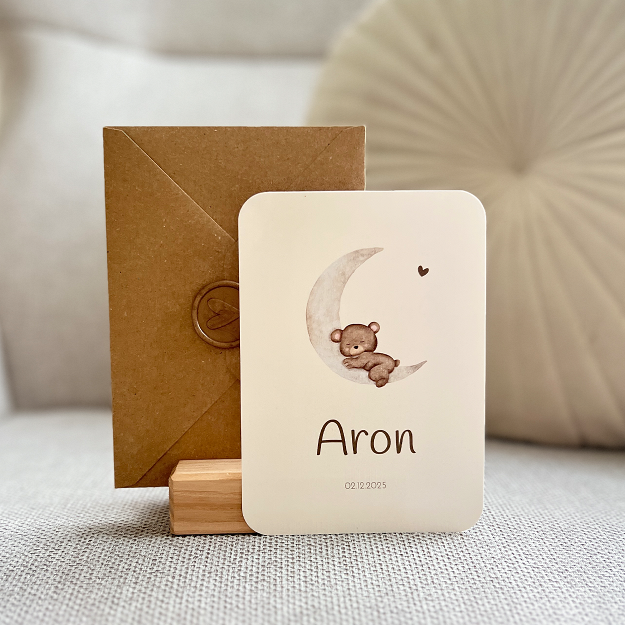 Geboortekaartje Maantje Beertje Hartje Neutraal