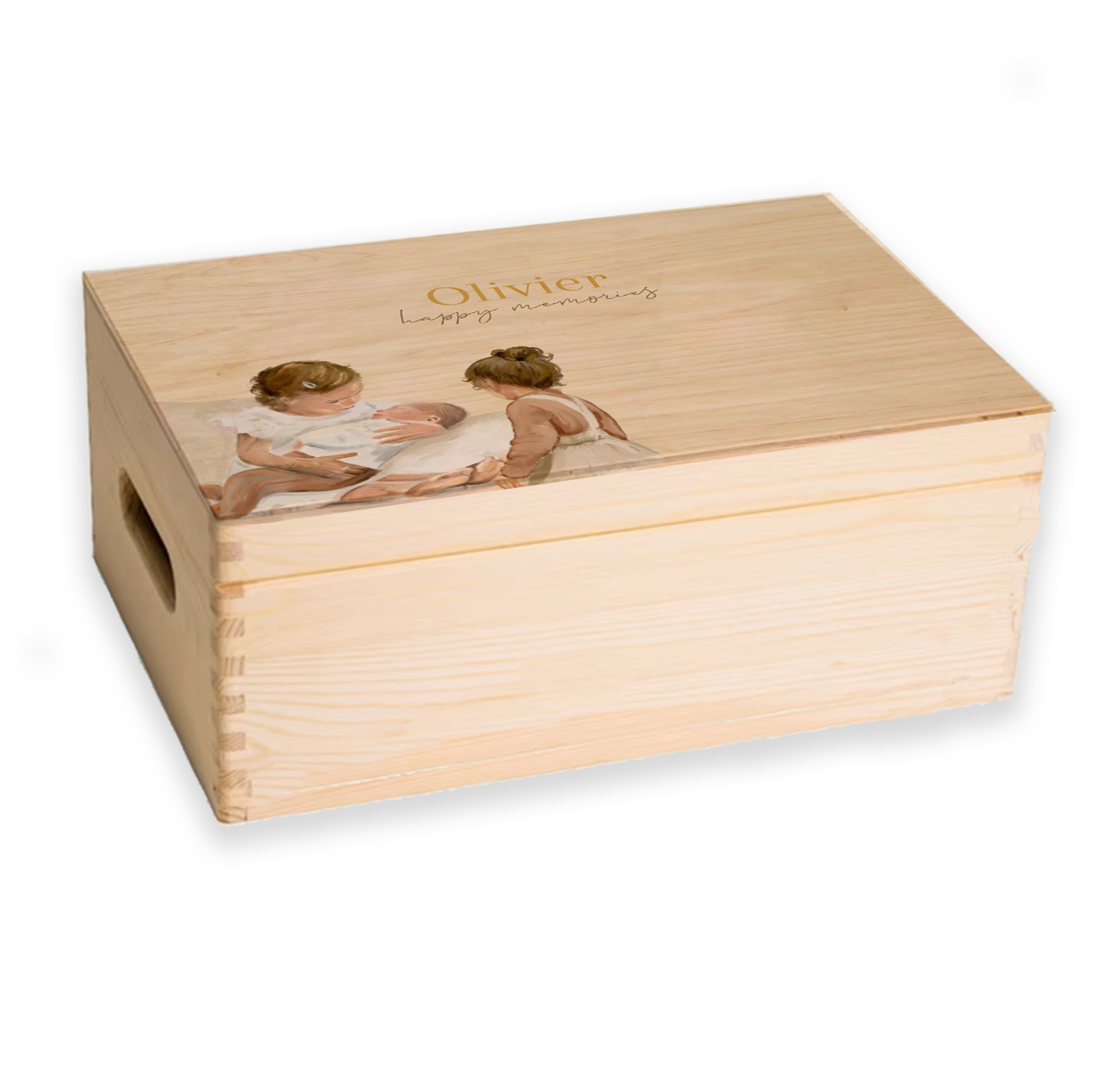 Memorybox derde kind broertje olieverf lief uniek geschilderd