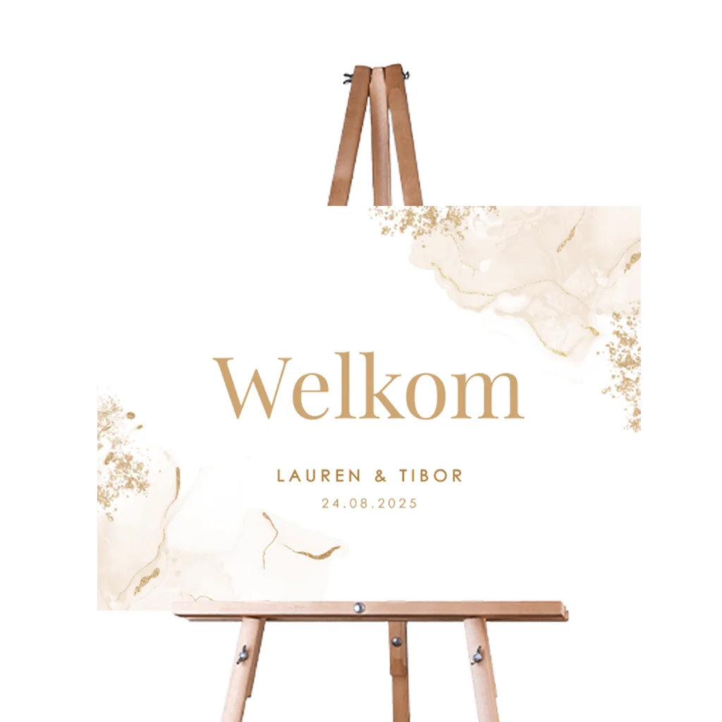 Bruiloftsbord met roze en gouden watercolour