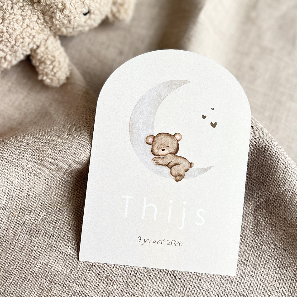 Geboortekaartje Jongen Maan Teddybeertje