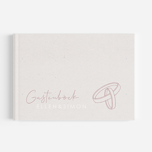 Neutraal gastenboek met illustratie trouwringen