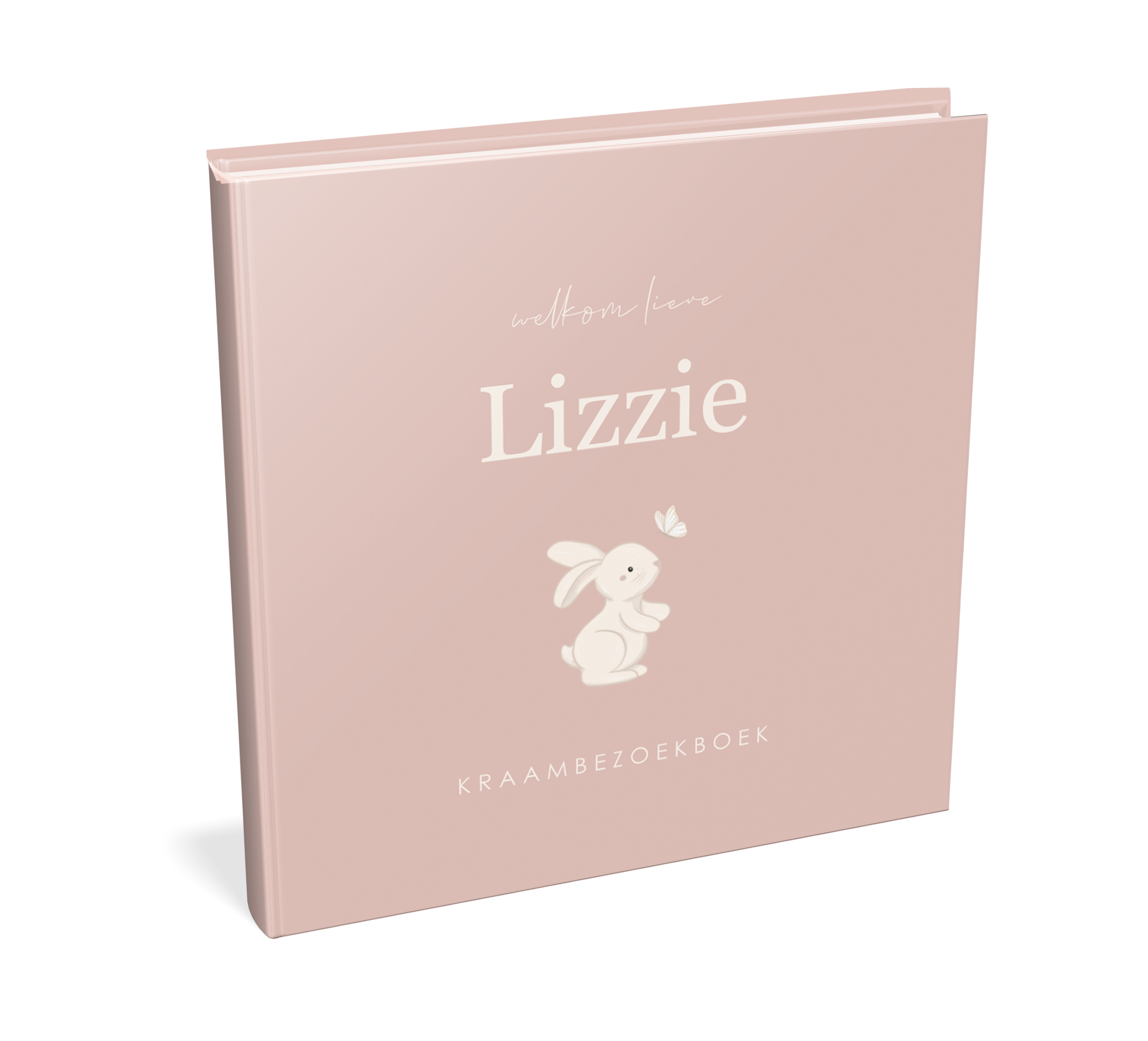 Kraambezoekboek roze met konijntje