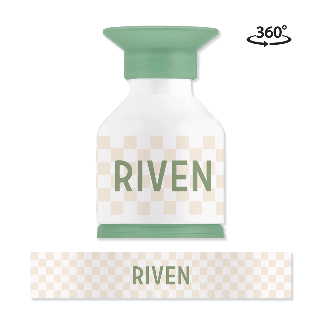 Dopper waterfles met naam en ruitjespatroon