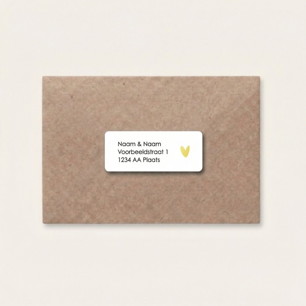Adresstickers geboortekaartje hartjes goudfolie