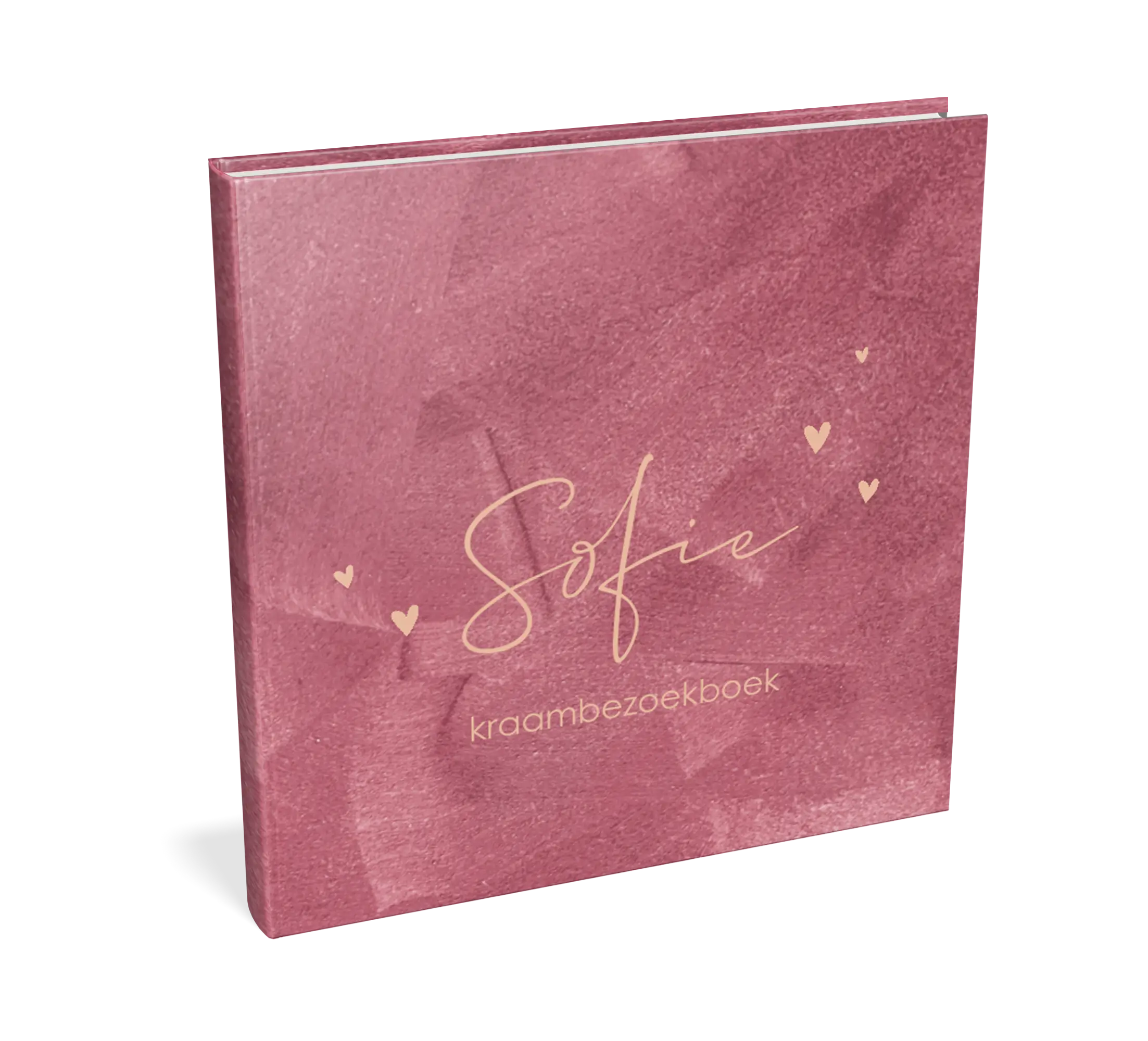 Kraambezoekboek meisje met roze velvet-look en hartjes