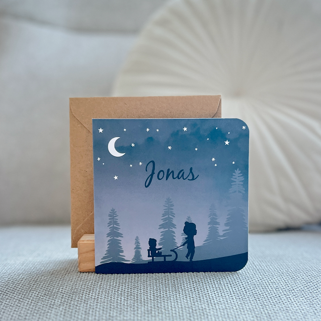 Geboortekaartje Jongen Winter Slee Sneeuw