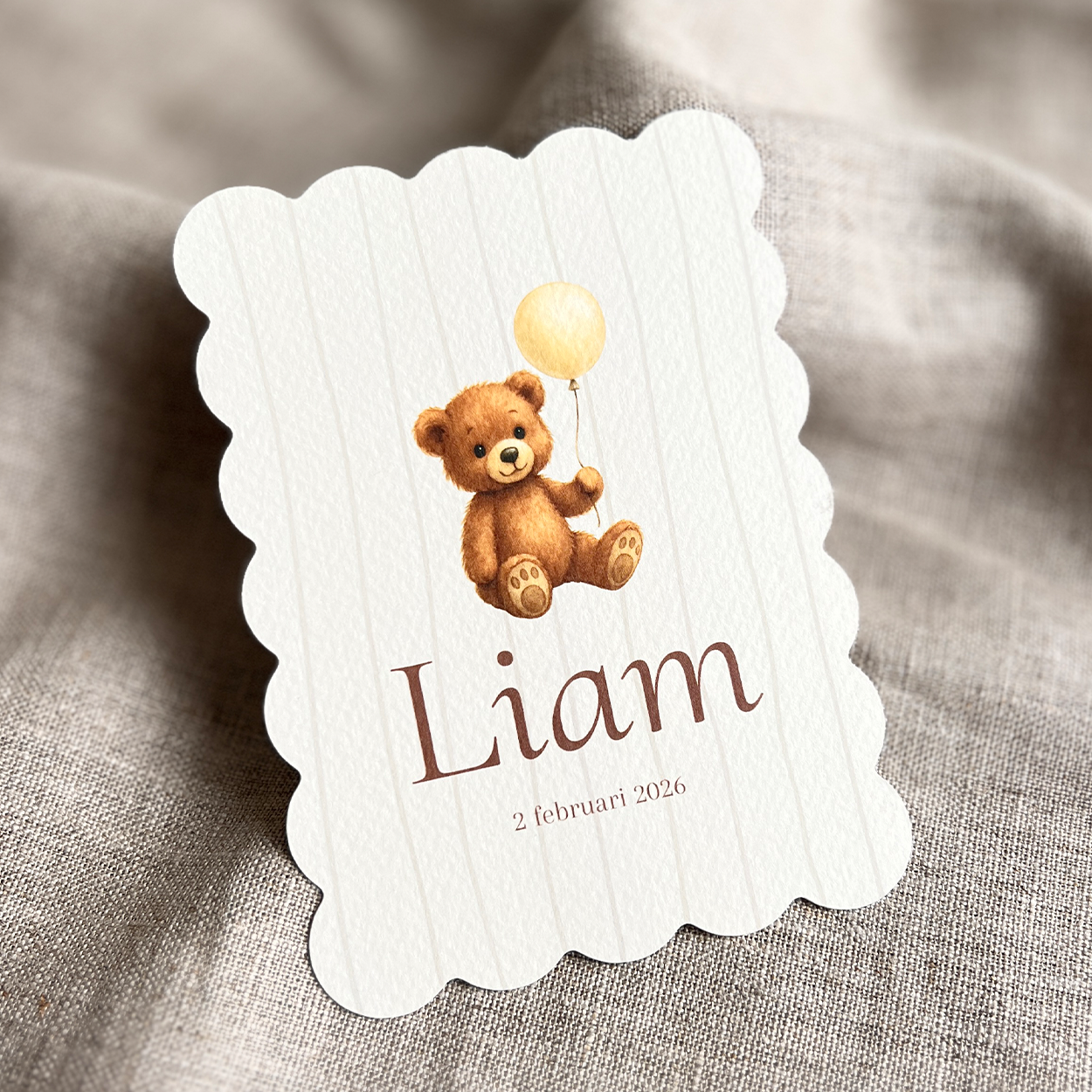 Geboortekaartje Streepjes Beer Cookie Ballon 