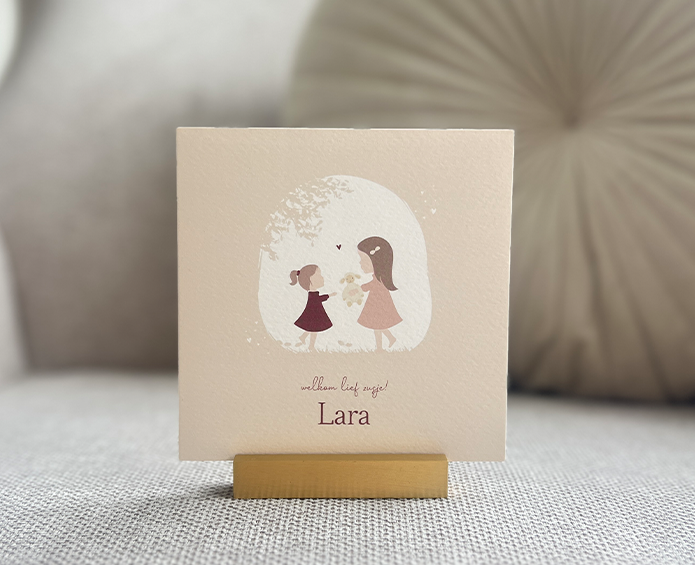 Geboortekaartje Meisje HappyHorse Zusjes Beige